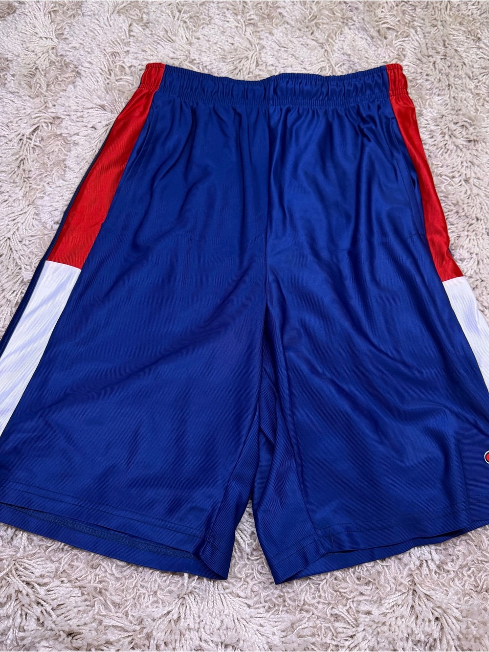 Champion Basketball Shorts Mens S Blue Red White Athletic Colorblock Logo